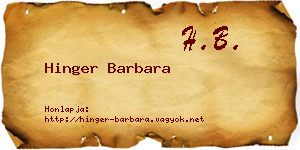 Hinger Barbara névjegykártya